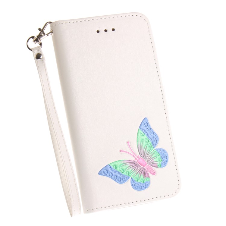 Butterfly Pattern Leather Wallet Stand Case for Sony Xperia X Compact - White-4