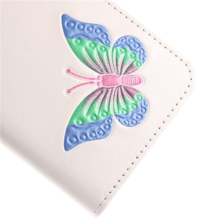 Butterfly Pattern Leather Wallet Stand Case for Sony Xperia X Compact - White-5