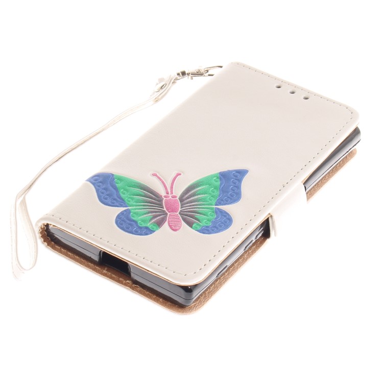 Butterfly Pattern Leather Wallet Stand Case for Sony Xperia X Compact - White-6