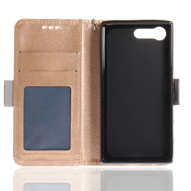 Schmetterlings-Muster Leder Brieftasche Ständer Abdeckung Für Sony Xperia X Kompakt - Grau-11