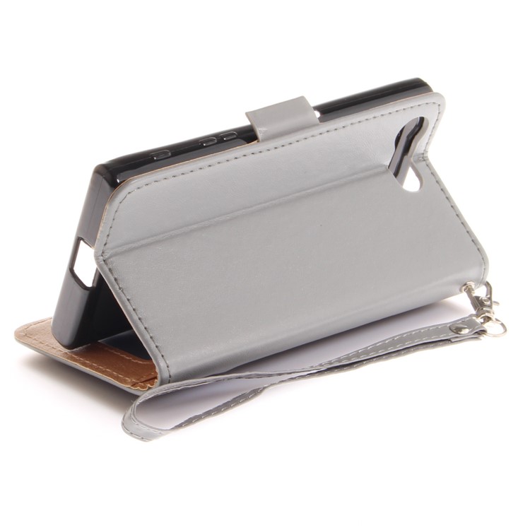 Schmetterlings-Muster Leder Brieftasche Ständer Abdeckung Für Sony Xperia X Kompakt - Grau-9