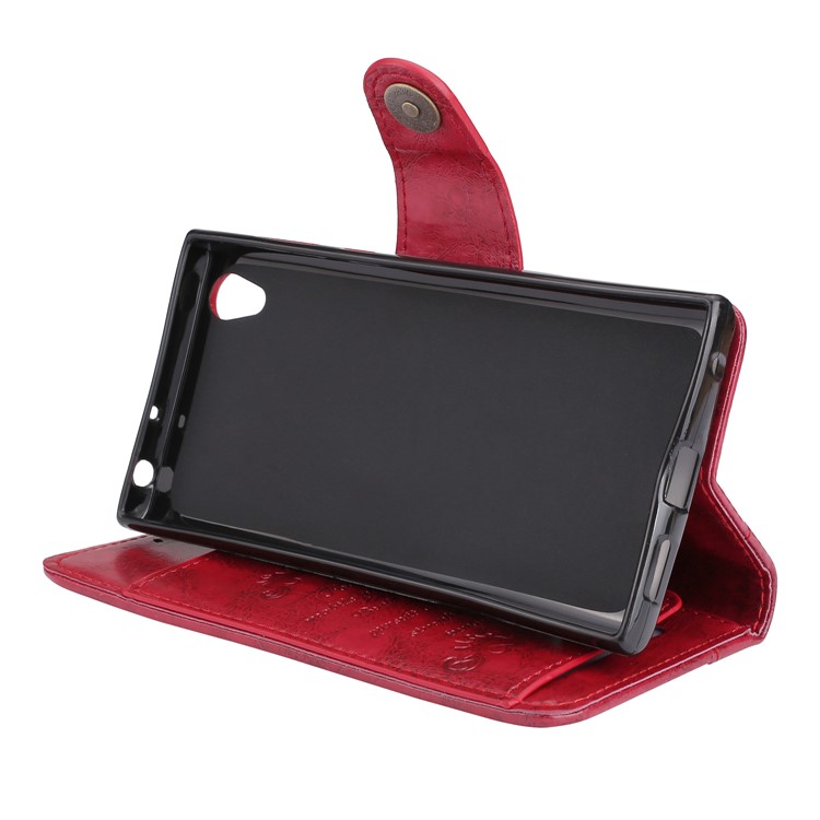 5-Slot Vintage Oil Wax Leather Phone Case with Stand for Sony Xperia L1 - Red-5
