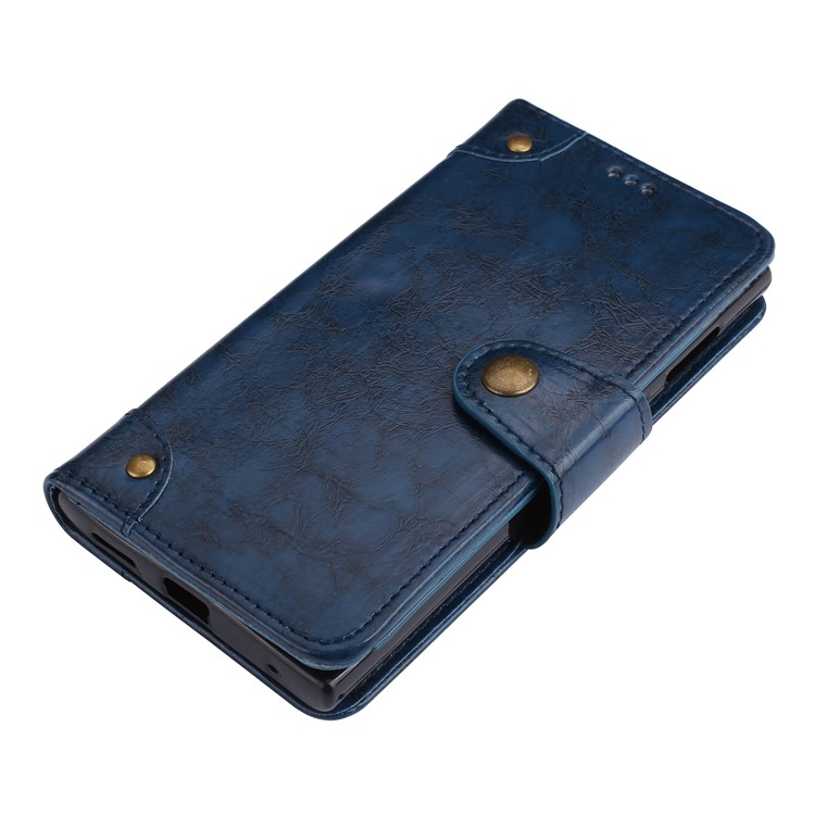 5-Slot Vintage Oil Wax Leather Phone Cover with Stand for Sony Xperia L1 - Blue-3