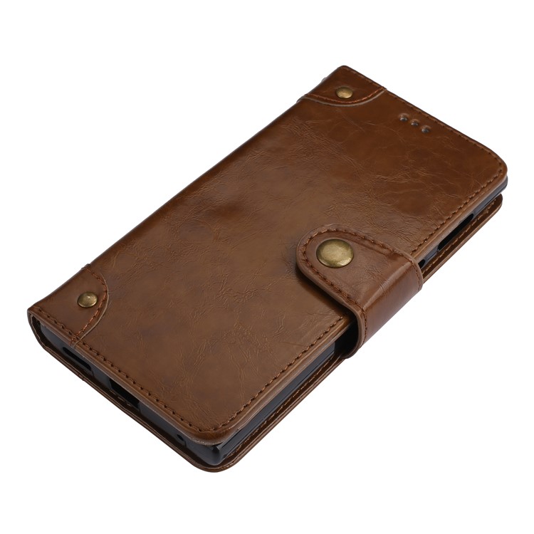 5-Slot Vintage Oil Wax Leather Phone Casing Cover with Stand for Sony Xperia L1 - Brown-3