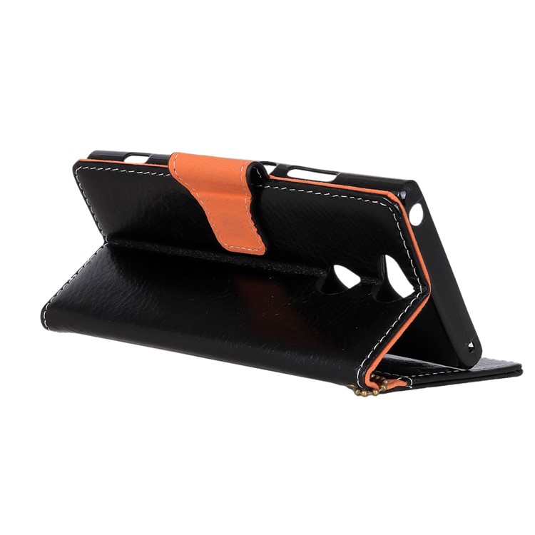 Crazy Horse Genuine Leather Wallet Stand Phone Casing for Sony Xperia XA2 - Black-5