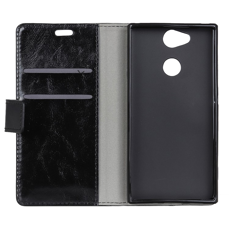 For Sony Xperia XA2 Crazy Horse Texture Leather Wallet Stand Phone Cover Case - Black-4
