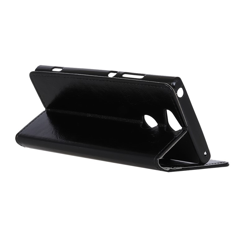 For Sony Xperia XA2 Crazy Horse Texture Leather Wallet Stand Phone Cover Case - Black-5