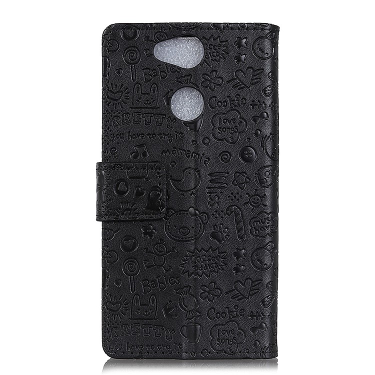 Cartoon Graffiti Leather Stand Mobile Casing Wallet for Sony Xperia XA2 - Black-3