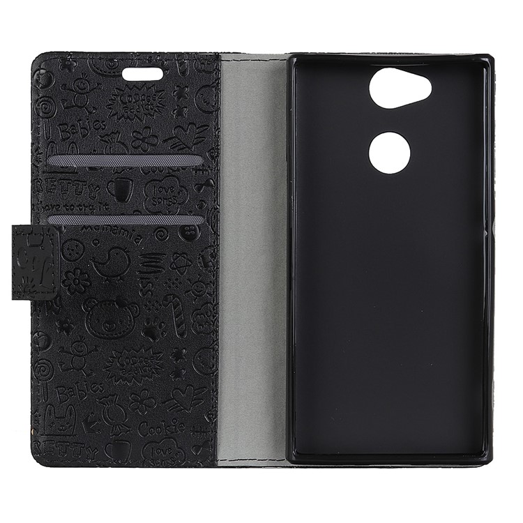 Cartoon Graffiti Leather Stand Mobile Casing Wallet for Sony Xperia XA2 - Black-4