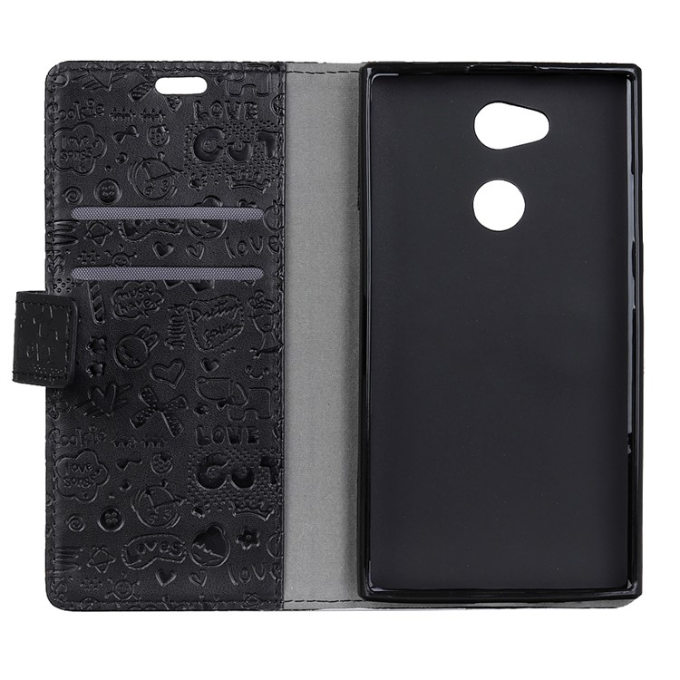 Cartoon Graffiti Pattern Leather Wallet Case for Sony Xperia L2 - Black-4