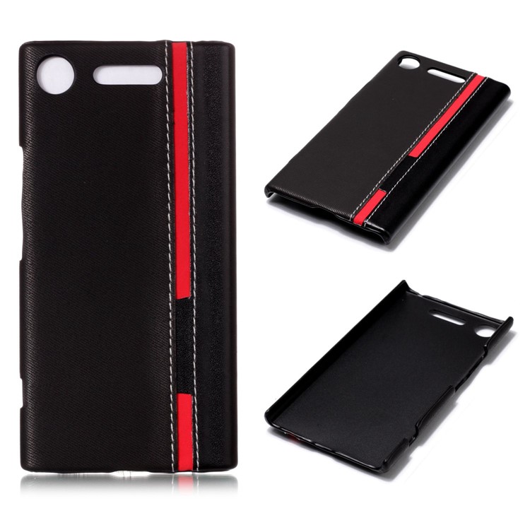 Contrast Color PU Leather Coated PC Mobile Phone Cover for Sony Xperia XZ1 - Black-1