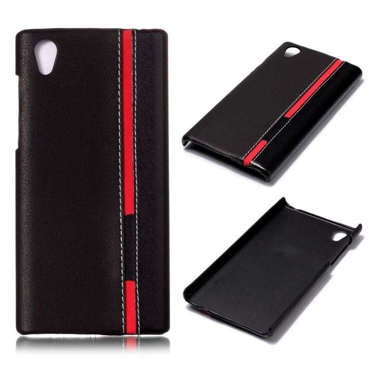 Contrast Color PU Leather Coated PC Mobile Phone Cover for Sony Xperia L1 - Black-1