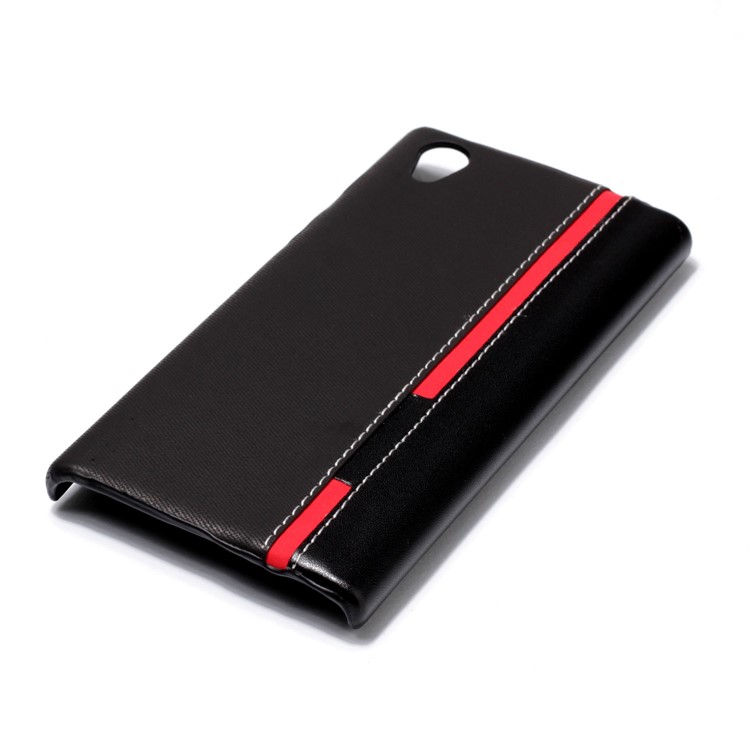 Contrast Color PU Leather Coated PC Mobile Phone Cover for Sony Xperia L1 - Black-4