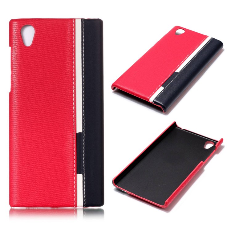 Contrast Color PU Leather Coated PC Mobile Phone Case for Sony Xperia L1 - Rose-1