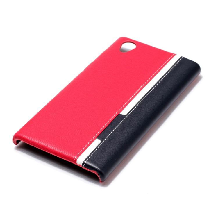 Contrast Color PU Leather Coated PC Mobile Phone Case for Sony Xperia L1 - Rose-4