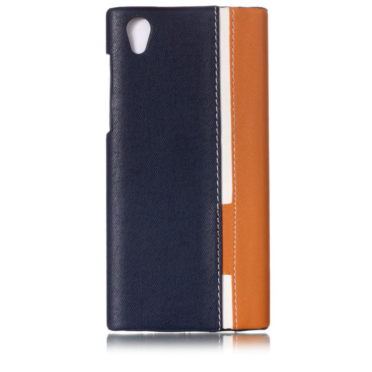 Contrast Color PU Leather Coated PC Mobile Phone Casing for Sony Xperia L1 - Dark Blue-2