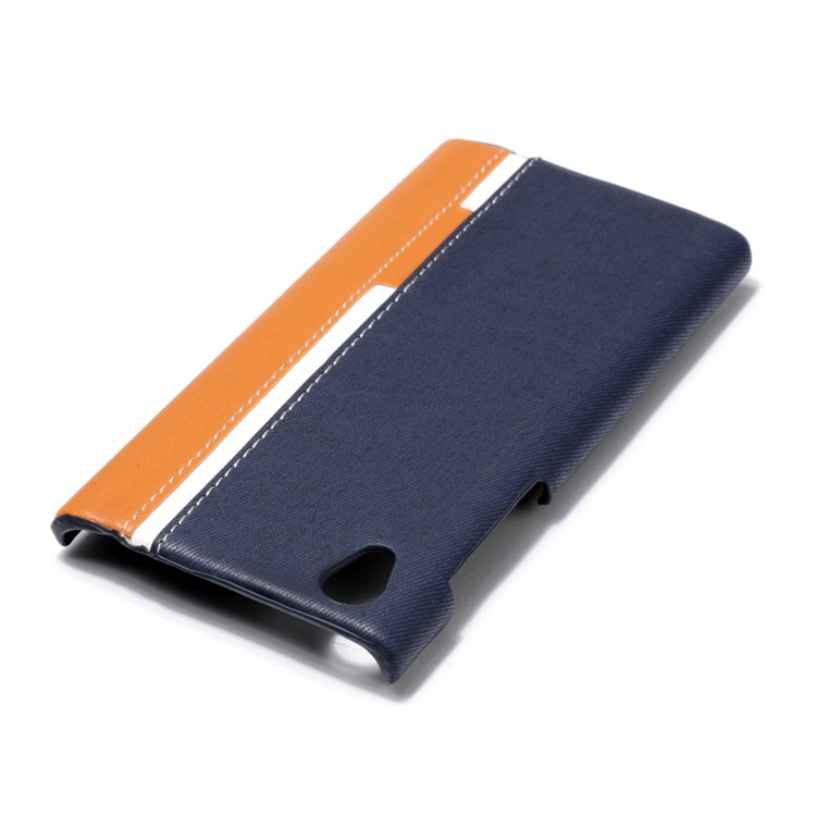 Contrast Color PU Leather Coated PC Mobile Phone Casing for Sony Xperia L1 - Dark Blue-5