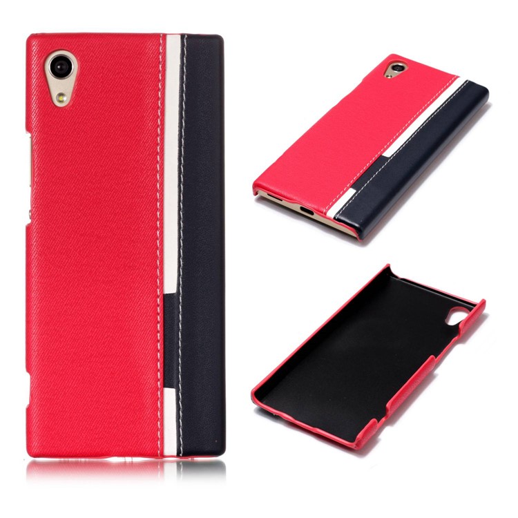 Contrast Color PU Leather Coated PC Mobile Phone Case for Sony Xperia XA1 - Rose-1