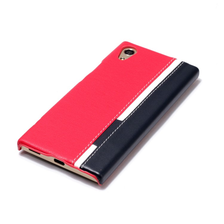 Contrast Color PU Leather Coated PC Mobile Phone Case for Sony Xperia XA1 - Rose-4