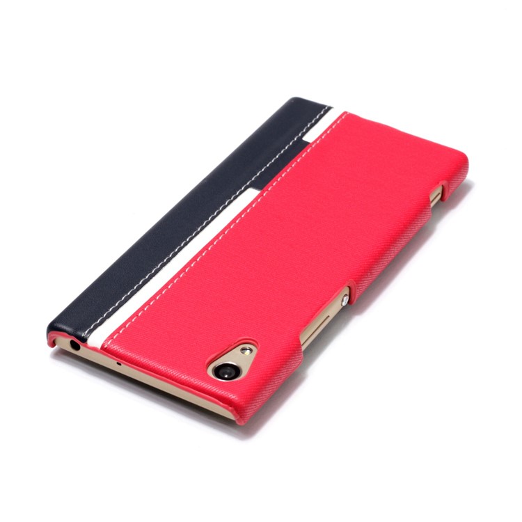 Contrast Color PU Leather Coated PC Mobile Phone Case for Sony Xperia XA1 - Rose-5