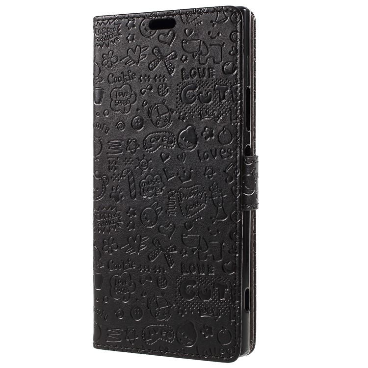 Cartoon Graffiti Stand Leather Wallet Magnetic Case for Sony Xperia XA2 Ultra - Black-2