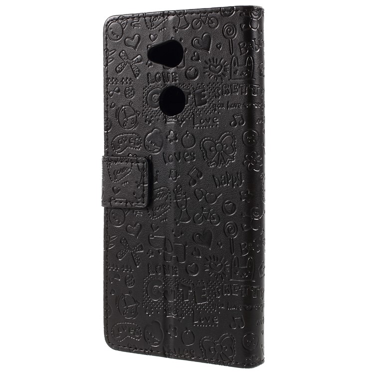 Cartoon Graffiti Stand Leather Wallet Magnetic Case for Sony Xperia XA2 Ultra - Black-3