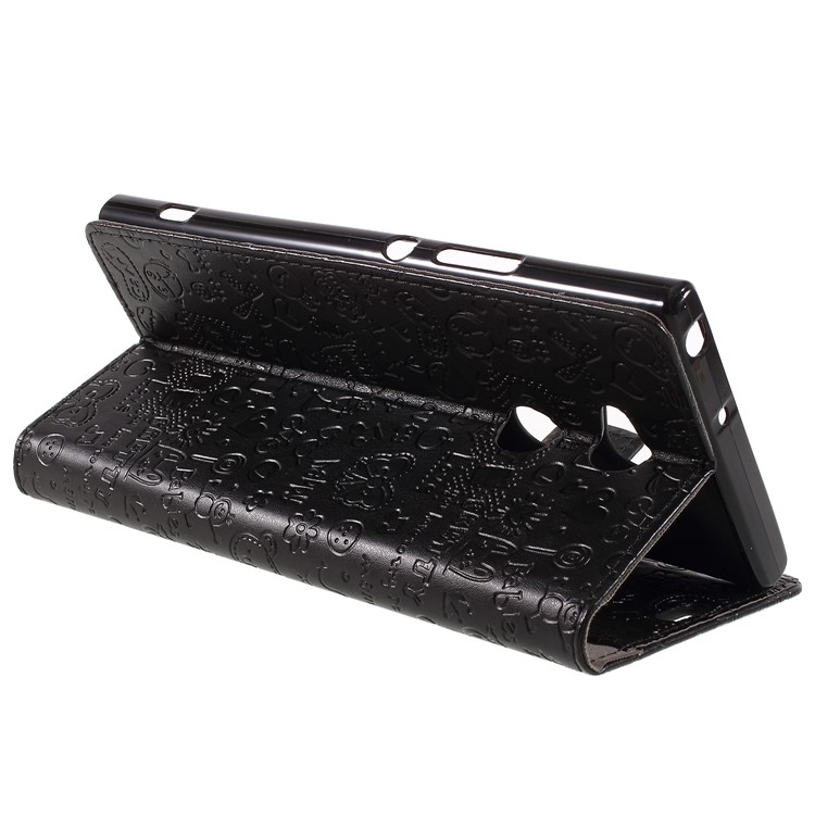 Cartoon Graffiti Stand Leather Wallet Magnetic Case for Sony Xperia XA2 Ultra - Black-8