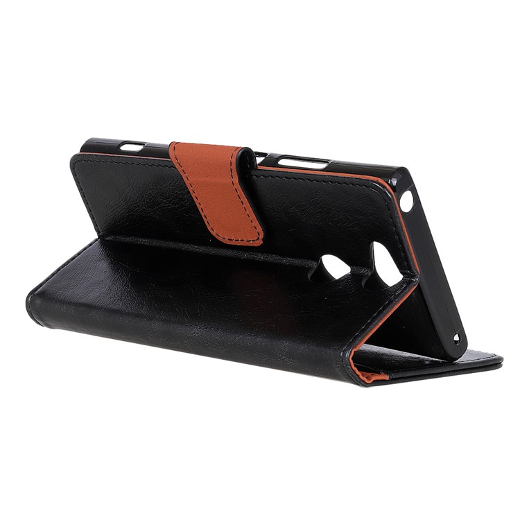 Textured Split Leather Stand Phone Casing for Sony Xperia XA2 - Black-3