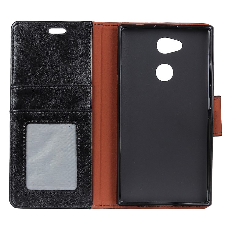 Textured Split Leather Stand Phone Casing for Sony Xperia L2 - Black-2