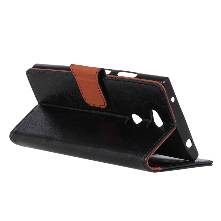 Textured Split Leather Stand Phone Casing for Sony Xperia L2 - Black-3
