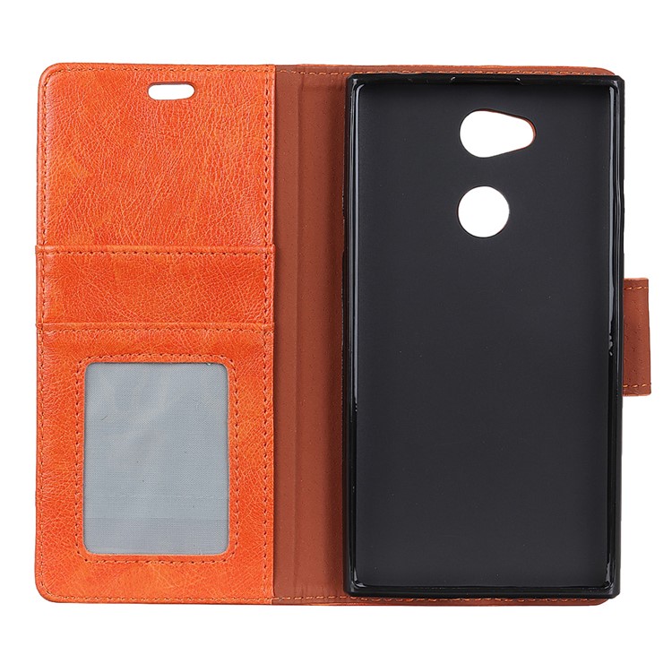 Textured Split Leather Stand Phone Shell for Sony Xperia L2 - Orange-2