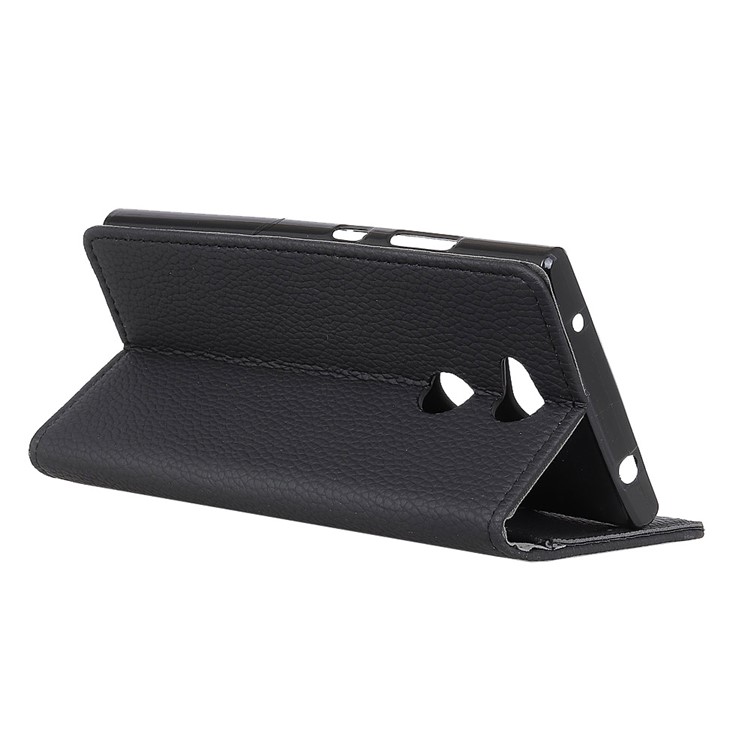 Litchi Skin Wallet Leather Cover Case for Sony Xperia L2 - Black-3