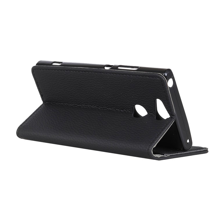 Litchi Skin Wallet Leather Protection Cell Phone Case for Sony Xperia XA2 - Black-3