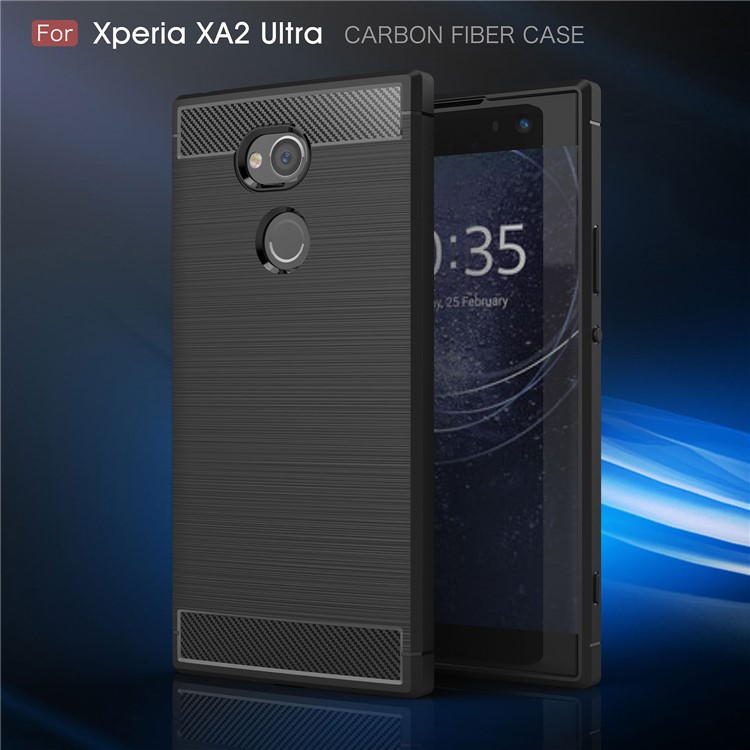 Carbon Fibre Brushed TPU Case for Sony Xperia XA2 Ultra - Black-2