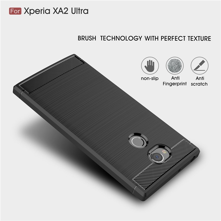 Carbon Fibre Brushed TPU Case for Sony Xperia XA2 Ultra - Black-3