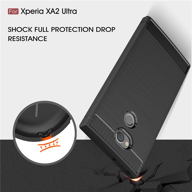 Carbon Fibre Brushed TPU Case for Sony Xperia XA2 Ultra - Black-6
