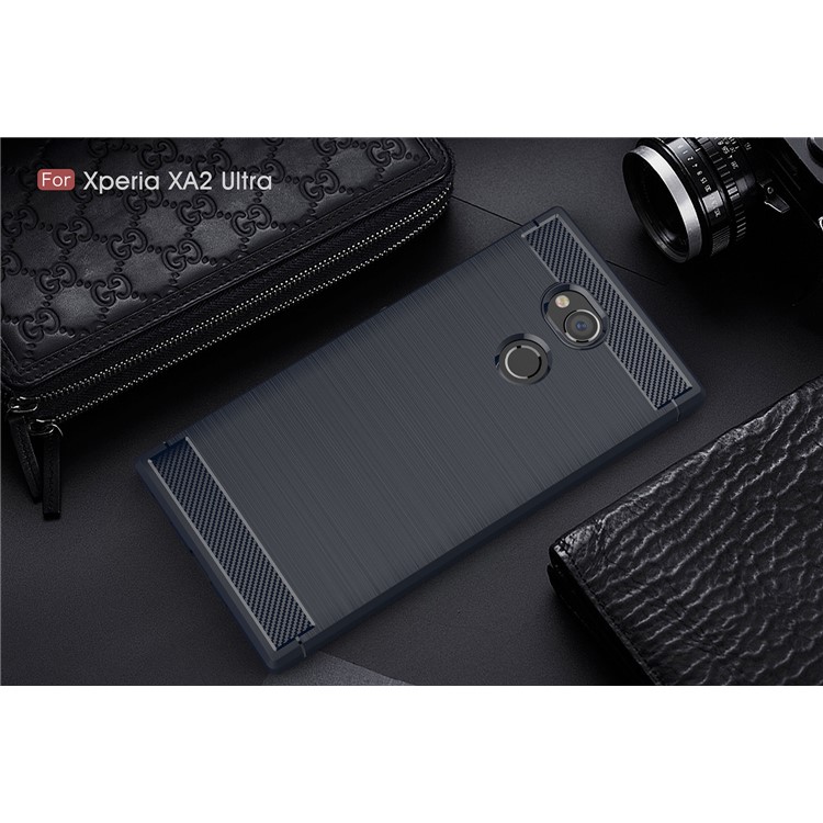 Carbon Fibre Brushed TPU Protection Case for Sony Xperia XA2 Ultra - Dark Blue-2