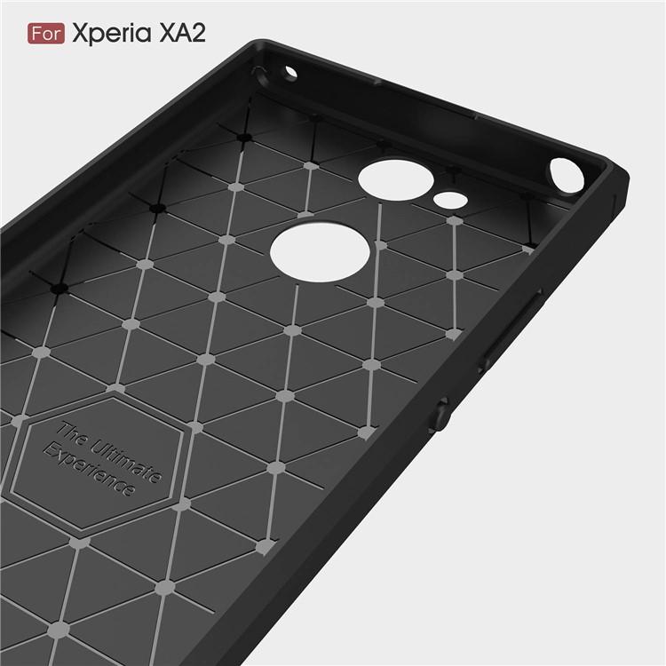 Kohlefaser Textur Gebürstet TPU Handy Fall Für Sony Xperia XA2 - Schwarz-5