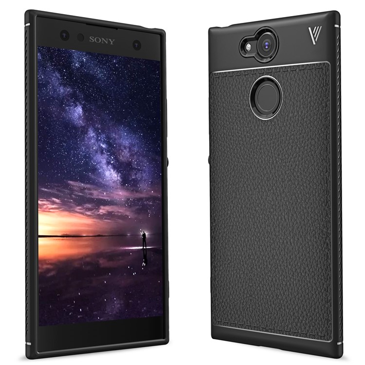 IVSO Gentry Series Litchi Texture Leather Coated TPU Case for Sony Xperia XA2 - Black-1
