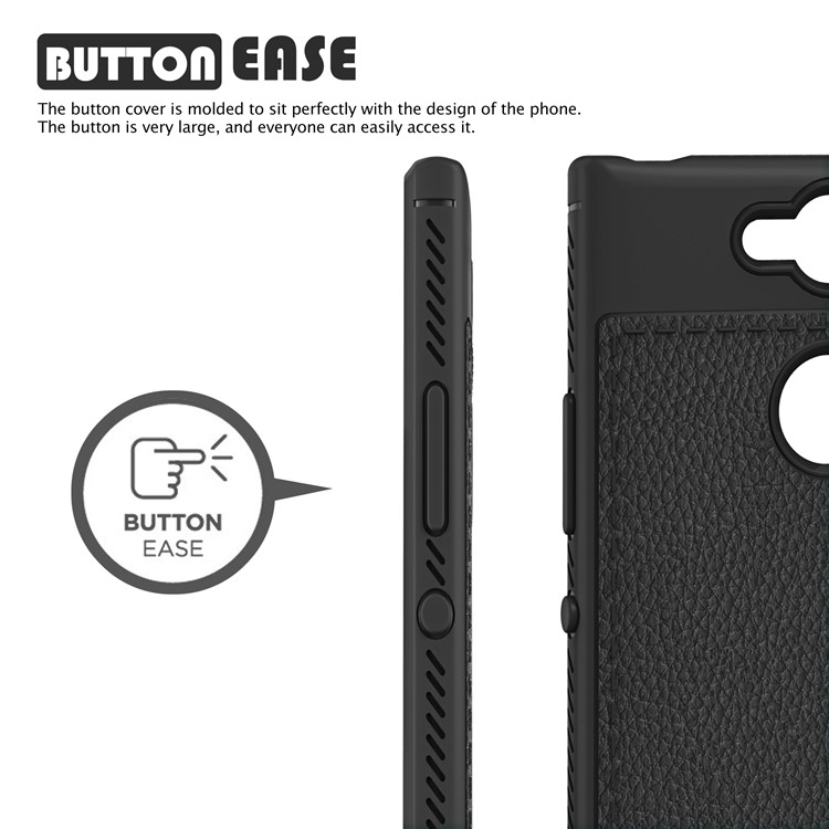 IVSO Gentry Series Litchi Texture Leather Coated TPU Case for Sony Xperia XA2 - Black-2