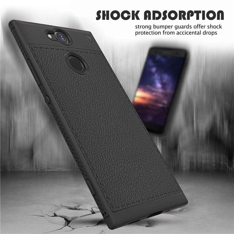 IVSO Gentry Series Litchi Texture Leather Coated TPU Case for Sony Xperia XA2 - Black-3
