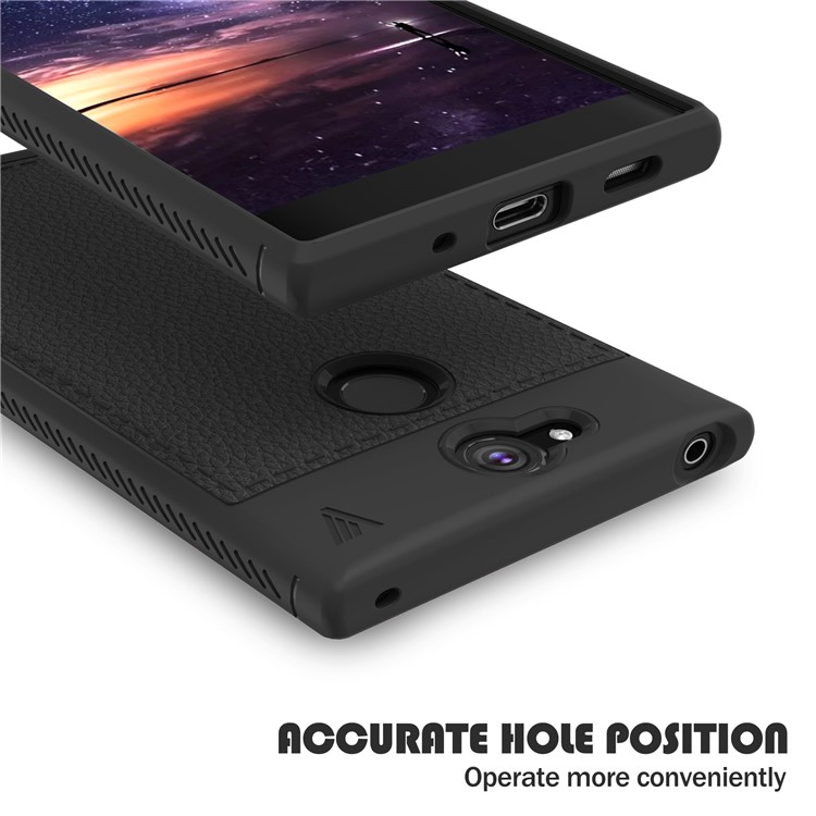 IVSO Gentry Series Litchi Texture Leather Coated TPU Case for Sony Xperia XA2 - Black-6