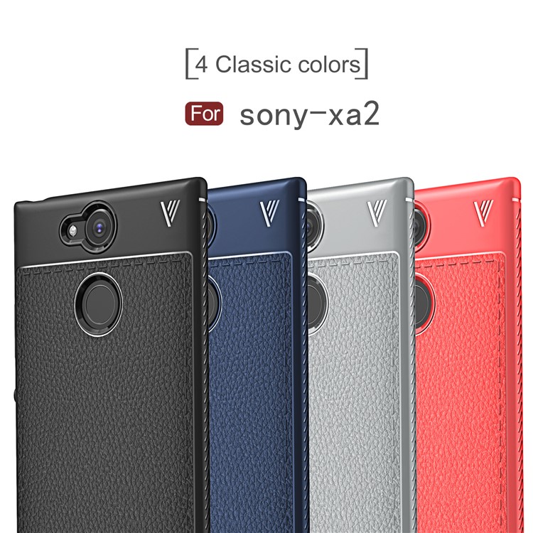 IVSO Gentry Series Litchi Texture Leather Coated TPU Case for Sony Xperia XA2 - Black-8