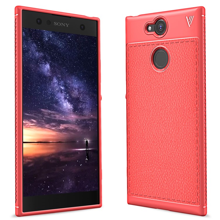 IVSO Gentry Series Litchi Texture Leather Coated TPU Shell for Sony Xperia XA2 - Red-1