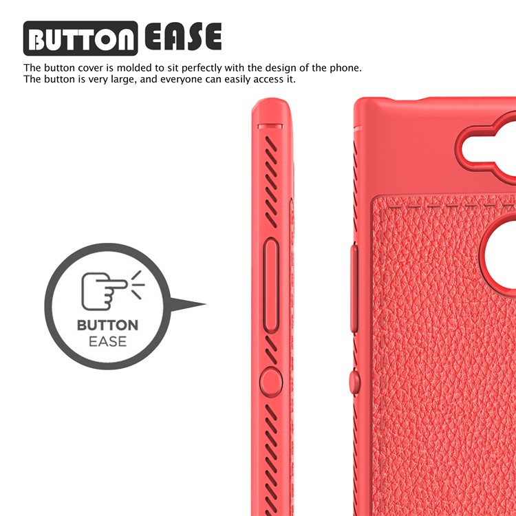 IVSO Gentry Series Litchi Texture Leather Coated TPU Shell for Sony Xperia XA2 - Red-2