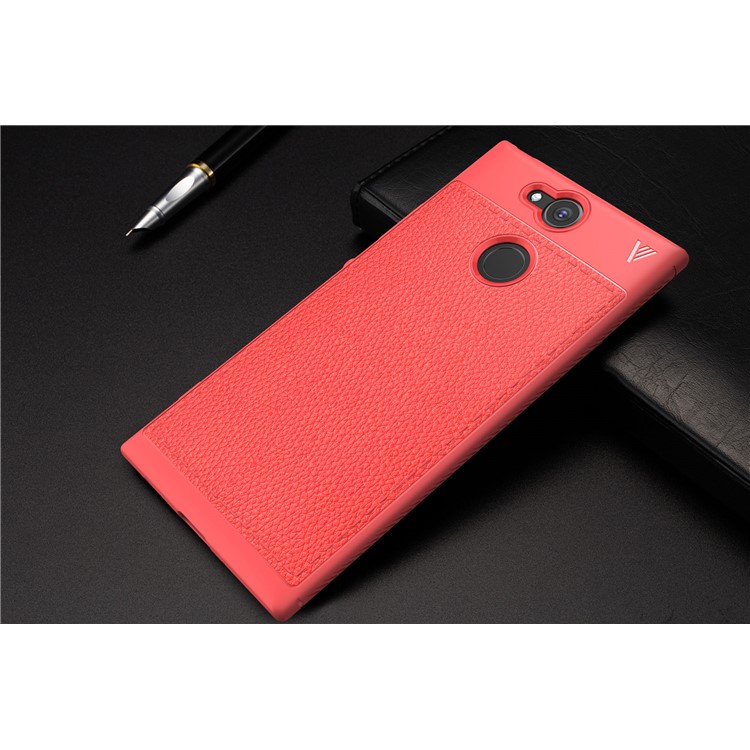 IVSO Gentry Series Litchi Texture Leather Coated TPU Shell for Sony Xperia XA2 - Red-5