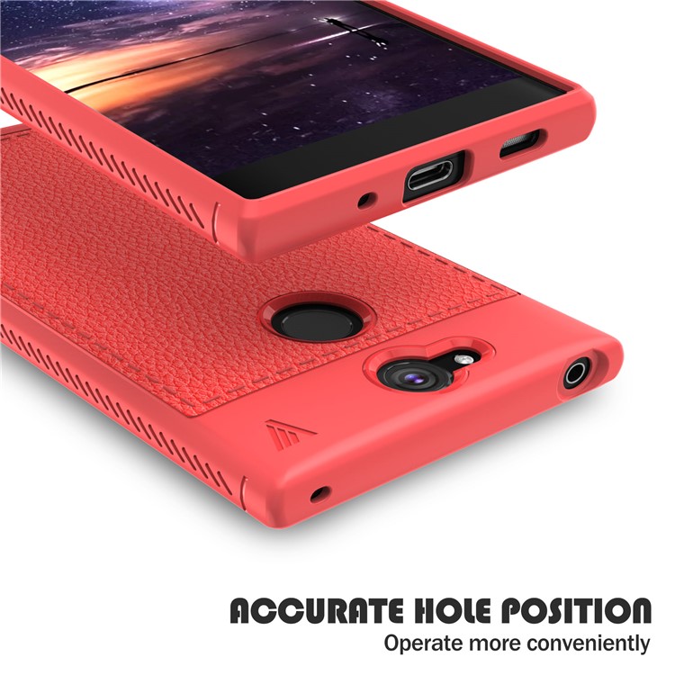 IVSO Gentry Series Litchi Texture Leather Coated TPU Shell for Sony Xperia XA2 - Red-6