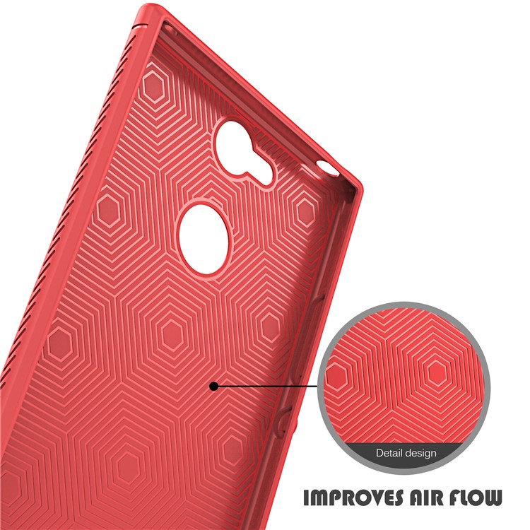 IVSO Gentry Series Litchi Texture Leather Coated TPU Shell for Sony Xperia XA2 - Red-7