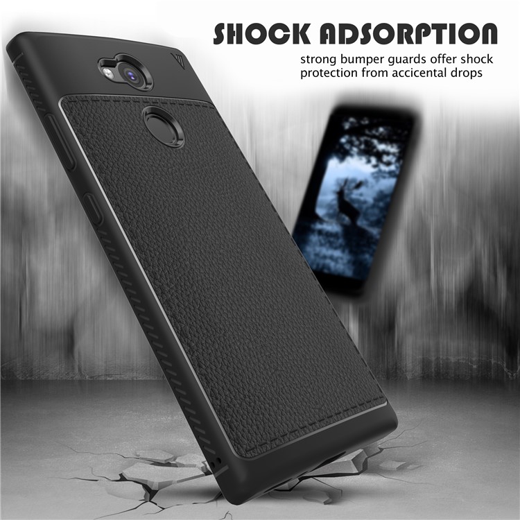 IVSO Gentry Series Litchi Texture Leather Coated TPU Case for Sony Xperia L2 - Black-4