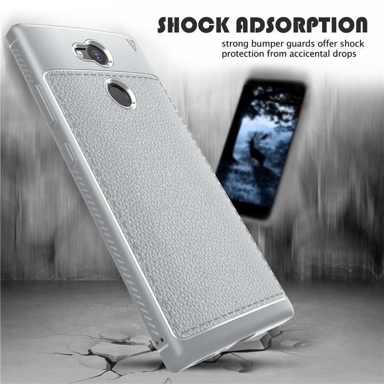 IVSO Gentry Series Litchi Texture Leather Coated TPU Cover for Sony Xperia L2 - Grey-4